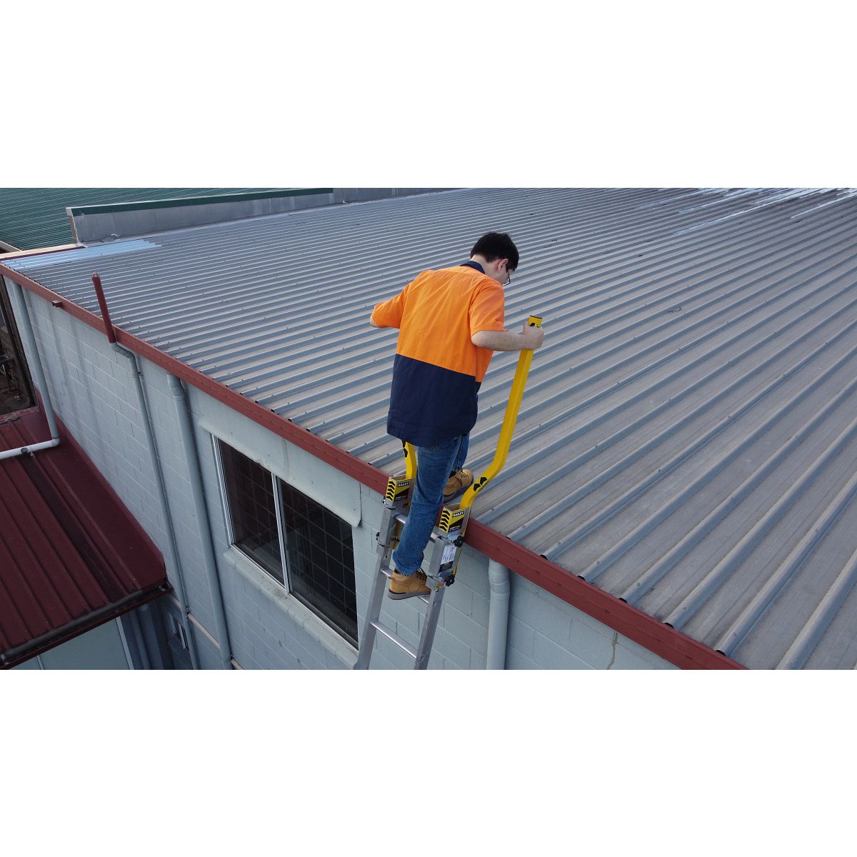 Extension Ladder Step Thru Safety Device