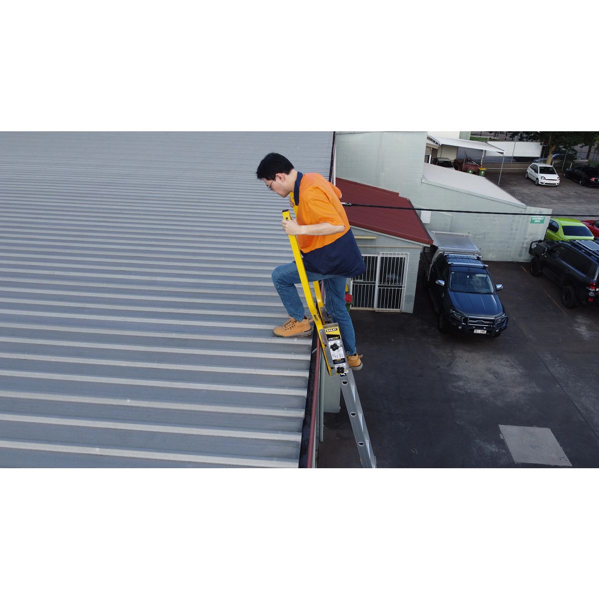 Extension Ladder Step Thru Safety Device