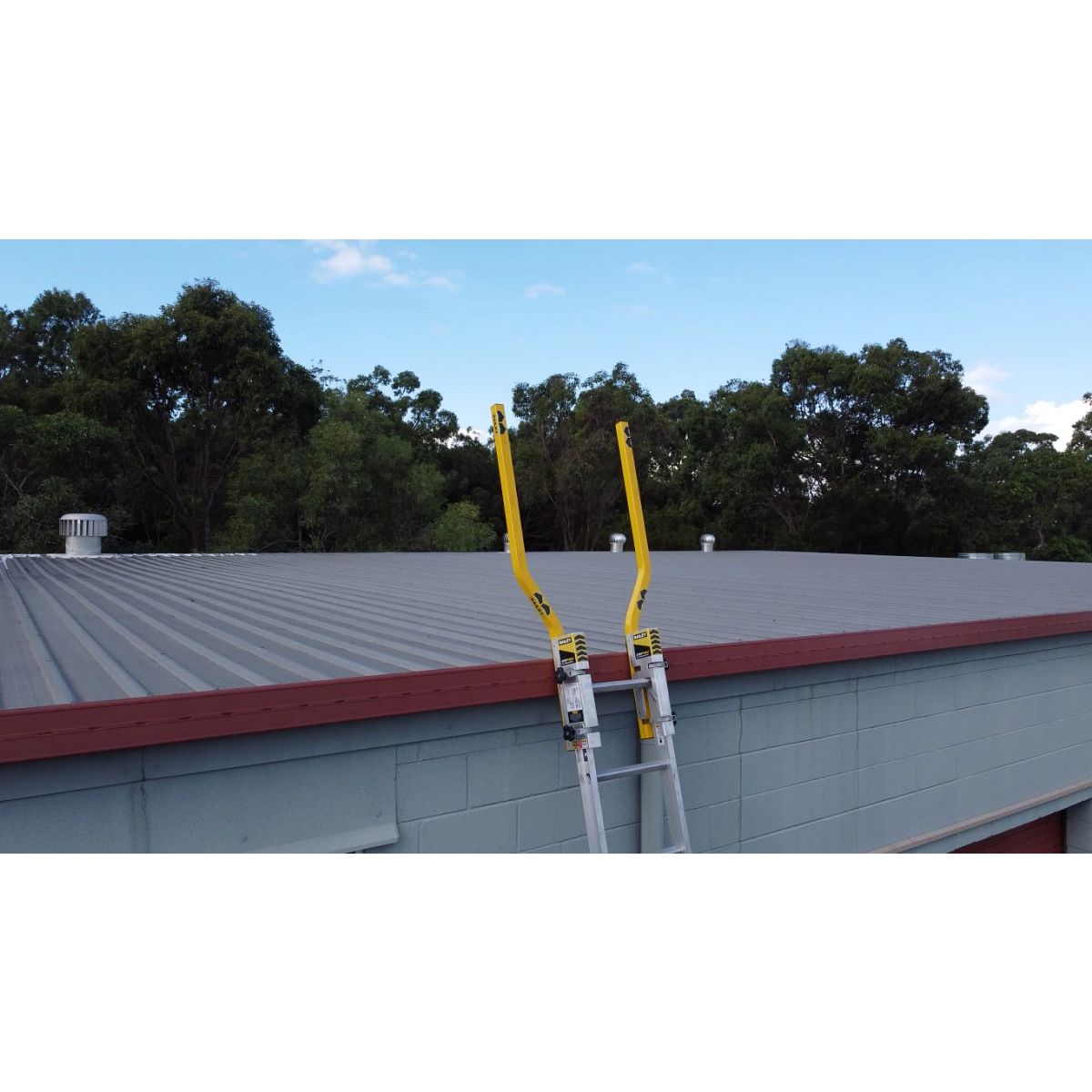 Extension Ladder Step Thru Safety Device